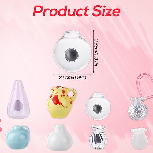 BOXOB 8pcs Mignons Mini Vases Magnétiques Réfrigérateur, Petits Vases Verre & Céramique Magnétiques pour Fleurs (Non Inclus) Décoration Magnétique 3D pour Réfrigérateur Cuisine Casier Bureau - Nail Gallerys