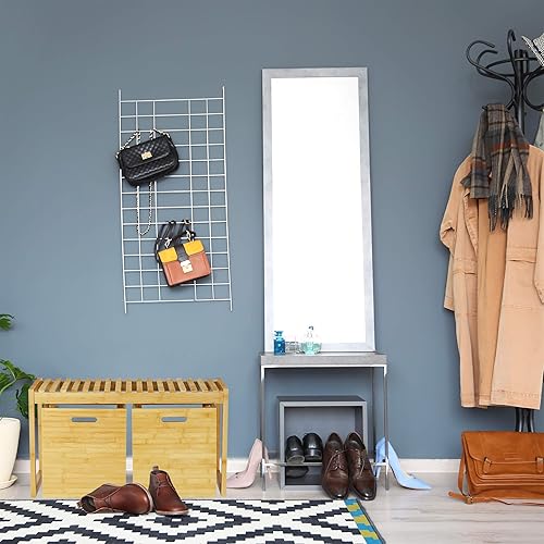 Relaxdays Banc à chaussures, 2 boîtes de rangement, Banquette, Meuble entrée, couloir, bambou, HLP 44,5x80x40 cm, nature, 1 élément - Nail Gallerys