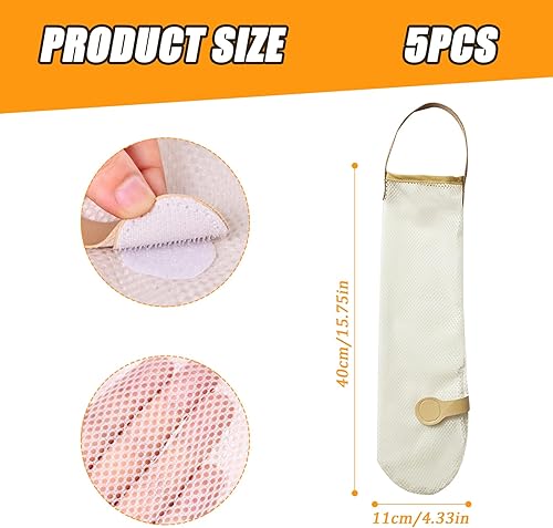 Jorzer Lot de 5 sacs de rangement en maille à suspendre pour oignons, sacs à oignons, sacs réutilisables en maille pour fruits et légumes - Nail Gallerys