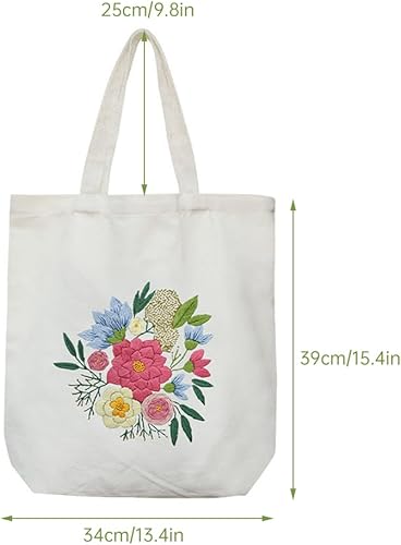 Huamengyuan Kit de broderie en toile pour sacs de transport en toile - Kit de broderie au point de croix - Idées de bricolage - Idées de broderie créative - Kit de point de croix pour adultes - Nail Gallerys