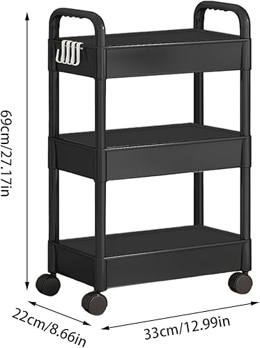 Chariot à roulettes à 3 niveaux | Chariot de rangement sur roues | Organisateur de stockage mobile | Organisateur de collations, livres et articles ménagers, étagère mobile pour un organiz efficace - Nail Gallerys