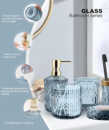 GAESHOW 5 Pièces Ensemble D'accessoires de Salle de Bain, Ensemble Salle de Bain Accessoire, Porte-Savon, Porte-Brosse à Dents, Distributeur de Savon et Gobelet Salle de Bain - Nail Gallerys