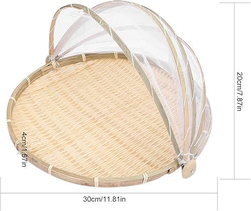 Panier de Pique Nique avec Gaze Bambou Tissé Panier Extérieur Bug Proof Panier à la Poussière Soleil Alimentation Fruits Légumes Pain Couverture avec Gauze Antipoussière Plateau Housse Anti Mouches - Nail Gallerys