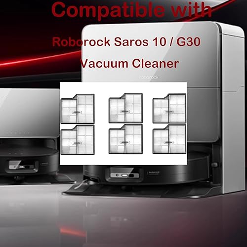 Lot de 6 filtres de rechange pour aspirateur Roborock Saros 10/G30, accessoires de filtres HEPA lavables et réutilisables - Nail Gallerys