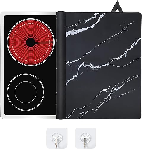 Tapis de Protection Plaque Induction 62x53cm, Couvercle de Plaque de Cuisson Planche à découper, Couvre Protection Anti-éclaboussures avec 2 Crochets, Antidérapant Plaque de Protection en Verre (1) - Nail Gallerys