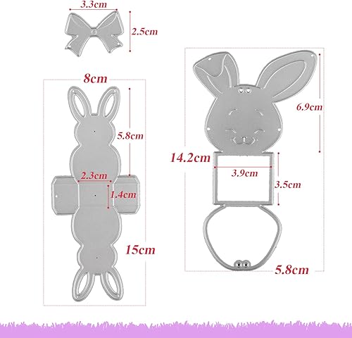 2pcs Matrice de Découpe Pâque Cutting Dies Scrapboooking Lapin en Métal Bricolage Gaufrage pour Fête Carte Fabrication Moule Album Artisanat Cadeau (Argent-3pcs) - Nail Gallerys