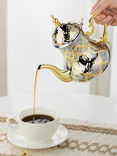 Theiere Marocaine 1.2L Arabic Style Stainless Steel Théière Teapot Service a Thé Marocain Traditional Religious Style Teapot - Nail Gallerys