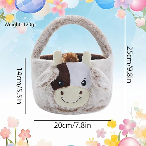 Panier en peluche en forme de lapin de Pâques avec poignées, décorations de Pâques personnalisées, sac fourre-tout pour enfants, œufs de Pâques, chasse, bonbons, cadeaux de rangement (blanc) - Nail Gallerys