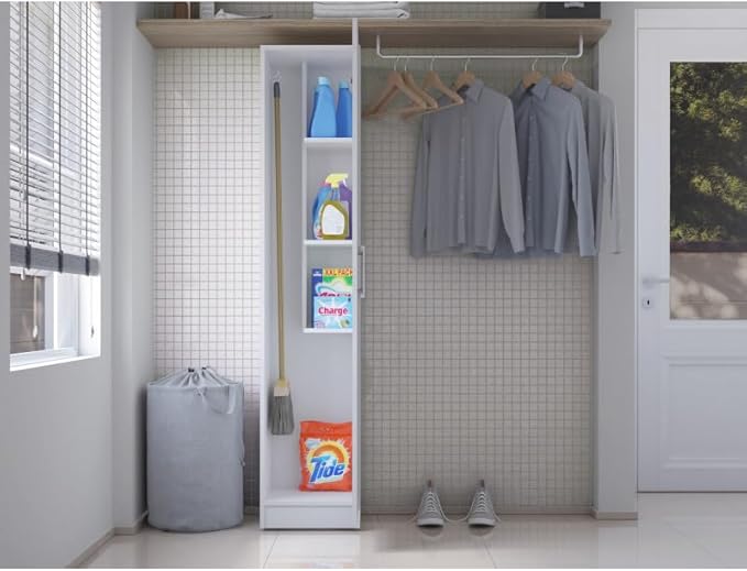 KITS PARANA Armoire de Buanderie et Cellier Blanche 5 Niches Larg 35 Haut 170 Prof 31,8 cm - Nail Gallerys