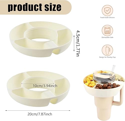 Bol à Collation en Silicone pour Stanley 40 oz,Assiette à Goûter en Silicone avec 3 Stanley Accessoires,Réutilisable Plateau à Goûter en Gobelet pour Stanley,Convient aux Familles - Nail Gallerys