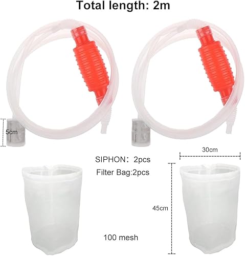 Bavooty Siphon de Brassage,Siphon Filtre Tube,Syphon Filter,Brew Tube de Siphon,Tuyau de Siphon en Plastique Qualité,Tube de Siphonage à La Main,pour Fabrication de Vin Et de Bière,2 Mètre,Rouge,2pcs - Nail Gallerys