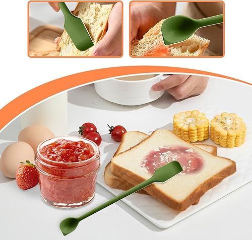Spatule de gratte-parole en bocal - Épandeur à double tête en silicone, outil de cuisson antiadhésif | Spatule de beurre flexible, grattoir à la crème à gâteau, cuillère en silicone pour les condiment - Nail Gallerys