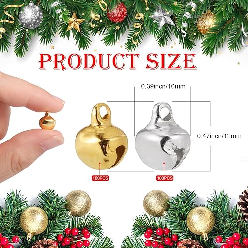 Huiguli 200 PCS Petites Clochettes, Grelots Clochettes pour Décoration de Noël, Noël Jingle Bells en Métal, DIY Artisanat, Collier d’Animaux de Compagnie - Nail Gallerys
