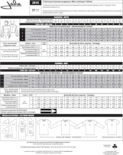 JALIE 2918 – T-shirts pour garçons et hommes – Patron de couture multicolore - Nail Gallerys