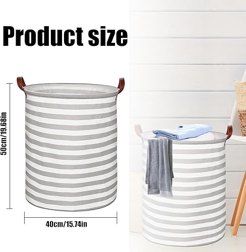 RYAN Grande Panier à Linge Pliable 65L Corbeilles à Linge Tissu avec Poignées pour Chambre Salon Chambre D'enfant Salle de Bain et Voyage (Gris Rayé) - Nail Gallerys
