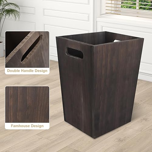Whemyreat Lot de 2 corbeilles à papier en bois véritable - Style ferme rustique - Pour bureau, salle de bain, salon, chambre à coucher et plus encore - Pas de montage nécessaire (blanc) - Nail Gallerys