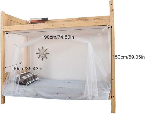 GeKLok Moustiquaire pour dortoir, dortoir, lit superposé - Moustiquaire carrée - Pour lit d'étudiant, lit portable - Accessoires de literie - Blanc - Nail Gallerys