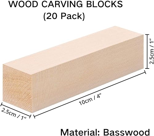 TOKERD Bloc de Sculpture en Bois pour Gébutants, 20 pièces Bois a Sculpter Naturelle 10 x 2.5 x 2.5cm, Résistant à L'usure Bloc De Bois Brut Blocs En Bois Pour Enfants, Adultes, Débutants - Nail Gallerys