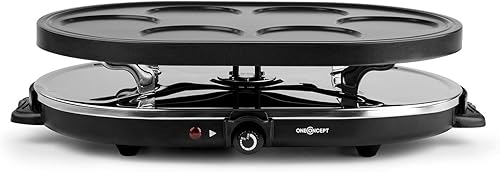 oneConcept Woklette Grill-raclette - Grill de table, Grill festif, 1200 W, température réglable en continu, 8 poelons et spatules en bois, 6 mini woks, convient pour pancakes et crêpes, noir - Nail Gallerys