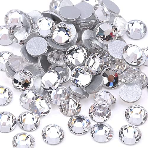 CENPEK Lot de 5760 strass ronds à dos plat dans une boîte de rangement (argent) - Nail Gallerys