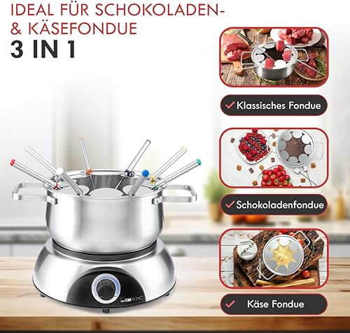 Clatronic 263981 FD 3783 Faitout électrique avec protection anti-éclaboussures amovible pour 8 personnes avec code couleur Capacité max. 1,2 l/1400 W Acier inoxydable - Nail Gallerys