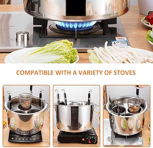 Casserole à spaghetti en acier inoxydable avec 4 passoires 41,5 cm pour tous types de cuisinières – Option de cuisson facile et multifonctionnelle - Nail Gallerys