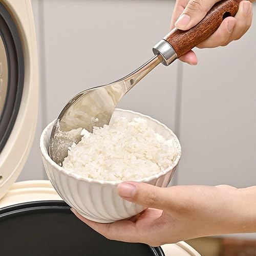 Cuillère à riz en acier inoxydable, pelle à riz en acier inoxydable, cuillère de cuisine antiadhésive pour la cuisine, la sauce, la soupe, la salade, la vinaigrette, le riz - Nail Gallerys