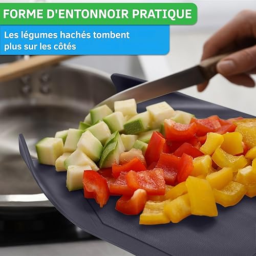 YourCasa Lot de 3 planches à découper en plastique - Sans BPA - Forme entonnoir et rainure à jus - Planche de cuisine antidérapante et passe au lave-vaisselle - Planche à découper - Nail Gallerys