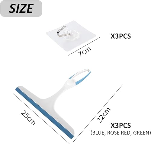 Lot de 3 essuie-glaces de salle de bain, crochets en 3 parties, lame en caoutchouc de nettoyage pour verre, grattoir en plastique, essuie-glace de douche, convient pour le nettoyage de la douche, des - Nail Gallerys