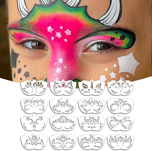 YNPQTDS Pochoirs pour Maquillage Visage,16 Motifs Réutilisables pour Peinture Faciale | Modèle pour Événements Scolaires, Fêtes de Pâques et Halloween - Nail Gallerys