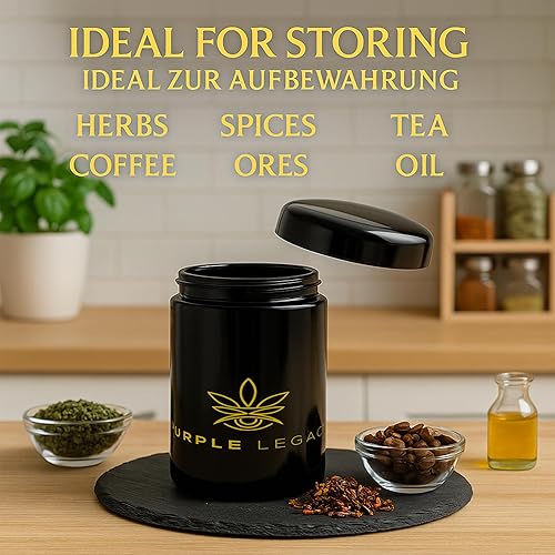 PURPLE LEGACY® Boîte étanche aux odeurs, en verre violet, récipient hermétique pour herbes, thé, café - 1 x 500 ml - Nail Gallerys