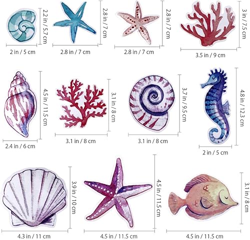 Housoutil Coquillages Salle de bain Monde marin Pâte murale Coquillages Muraux Autocollants muraux Art Autocollant DIY Amovible Coquillage Art mural pour chambre à coucher Salle de bain - Nail Gallerys