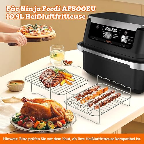 FTUREERA Lot de 2 grilles de cuisson pour friteuse à air chaud Ninja Foodi AF500EU 10,4 l, avec 200 feuilles de papier sulfurisé pour Ninja Flex Drawer AF500EU - Nail Gallerys