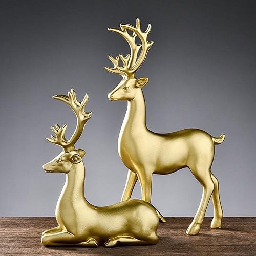 Gralara Ensemble de Statuettes en Résine, Déco Maison Figurine Cerf Majestueux, Idées Cadeaux pour Nouveau Foyer, Cerfs Élégants - Nail Gallerys