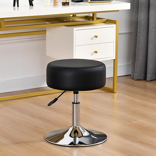 DUHOME Tabouret Pivotant Tabouret de Maquillage Tabouret Rond avec Rembourrage Réglable en Hauteur Pivotant en Similicuir pour Chambre à Coucher Salon, Blanc - Nail Gallerys