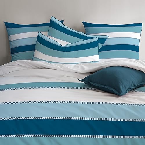 MATT & ROSE Tendance OCÉANE Parure de lit Enfant | 100% Coton | Oeko-TEX | Housse de Couette 140x200cm + Taie d'oreiller 65x65cm | Imprimé Mixte | Bleu - Nail Gallerys