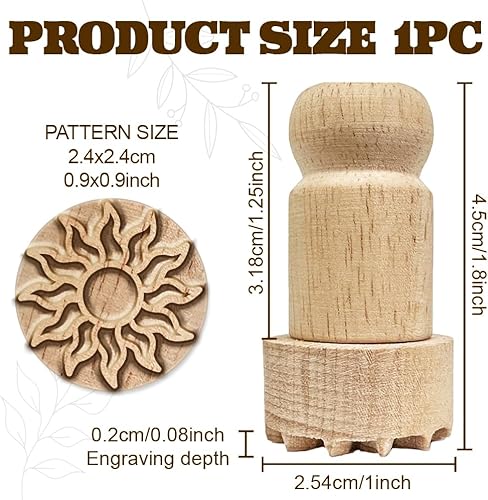 OLYCRAFT Tampons en Bois 2.5cm Tampon Rond Soleil Tampon en Argile en Bois Tampon Rond en Bois Naturel Timbres Ronds de PoteriePetit Mini Tampon pour la Fabrication de Cartes DIY Craft Scrapbooking - Nail Gallerys