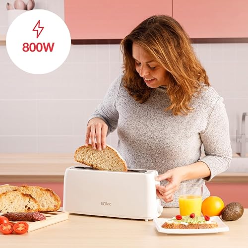 Solac - Grille-Pain Buon Giorno Double 1200W | Deux Fentes Longues | Sélecteur 6 Niveaux | Système d'Auto-Centrage | Élévation Supplémentaire | Tiroir Ramasse-Miettes Amovible | Rangement du Câble - Nail Gallerys