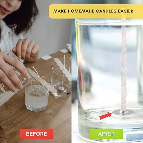 Kare & Kind 150x Onglets de soutien en mèche de Bougie en métal - Fabrication de bougies Bricolage, Base de mèche bougie - Fonctionne avec tous les types de cire de bougie et plusieurs tailles de mèches - Nail Gallerys