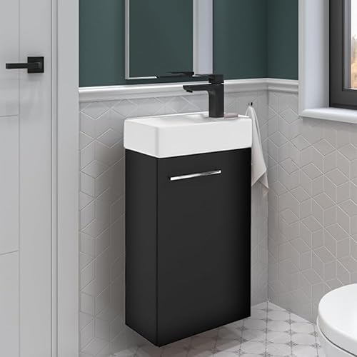 .Deftrans Lavabo WC pour invités avec meuble bas 50 x 70 x 23 cm - Petit lavabo pour invités - Meuble sous-vasque en chêne Craft avec siphon et robinet de lavabo - Nail Gallerys