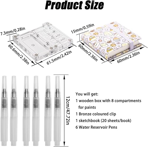 Neikafan Mini Palette Aquarelle Portable Set Palette Peinture Vide Palette Aquarelle Voyage pour Aquarelle,Gouache,Peinture Acrylique,avec Carnet de Croquis,Stylo à Aquarelle,Clip - Nail Gallerys