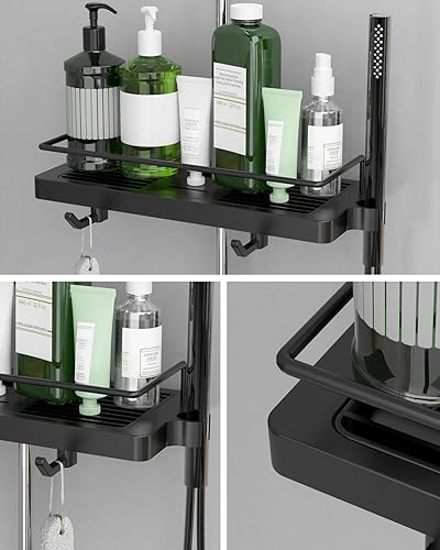 Howdah Étagère Douche Sans Percage Porte Savon Douche Support pour Rangement et Organisation de la Salle de Bain avec 2 Crochets et Adapté aux Barres de Douche 18mm-25mm Gris Foncé - Nail Gallerys