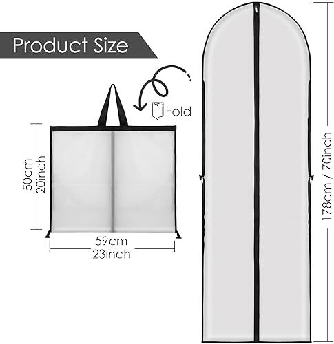 Yitriden Lot de 3 sacs à vêtements longs 180 cm x 60 cm, sacs à vêtements de qualité supérieure avec fermeture éclair, pliables et respirants, pour robes de mariée, robes de soirée, manteaux longs, - Nail Gallerys