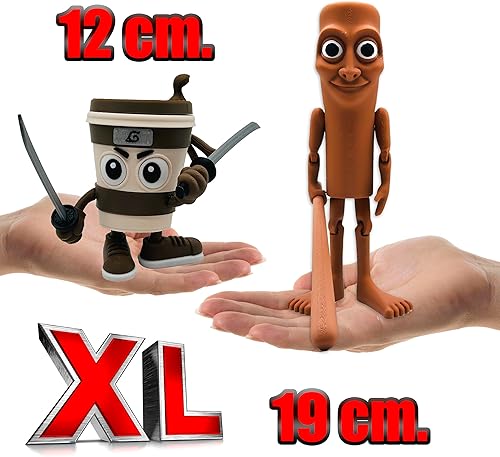 Genérico Lot de 2 figurines articulées Brainrot Italian Memes - Tung Tung Tung Sahur (19 cm) + Cappuccino Assassino (12 cm) Jouet Tung Tung Saur et Cappuccino Assassin - Brain Rot Memes Italiens - Nail Gallerys