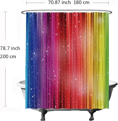 Ulticool - Rideau de Douche Arc-en-Ciel - 180 x 200 cm - Saint Valentin Homme/Femme - Valentin pour Lui/Elle - Lavable - Anti Moisissure - Imperméable - avec 12 Anneaux - Nail Gallerys