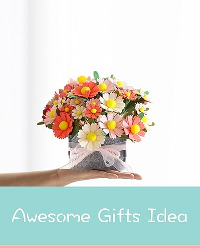Kit de bricolage en feutre pour bouquet de marguerites en feutre, cadeaux floraux, kit d'artisanat pour débutant, arrangement de fleurs et de feuillage en feutre prédécoupés - Nail Gallerys