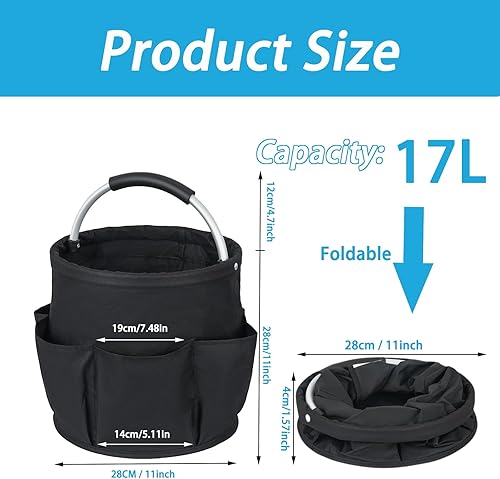 Fiabgum Panier de Nettoyage avec Poignée, Organiseur de Nettoyage Multi-Poches, Sacs Étanches pour Jardinage Organisateur de Produits de Nettoyage Pliable pour Jardin, Salle de Bain, intérieur(Bleu) - Nail Gallerys