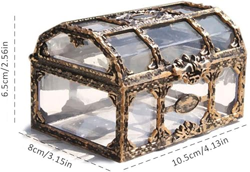 Calayu Petit coffre au trésor - En plastique transparent - Pour la chasse au trésor pirate - vintage - 8 x 10,5 x 6,5 cm. - Nail Gallerys
