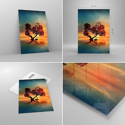 Moderne Impression sur Verre 55x100cm Image Tableau en Verre Decoration Murale lago natura notte Grand Tableaux Decoratifs Muraux Chambre Cuisine Vertical Deco Salon Art Wall Decor GPA55x100-3458 - Nail Gallerys