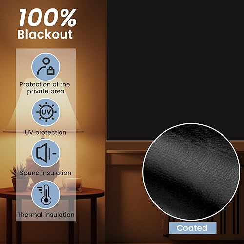 WOLTU Store Occultant avec Ventouses Store Occultant sans Perçage Rideau Occultant Thermique Portable avec Bande Agrippante Réglable pour Fenêtre Voyage 130x200cm, Noir - Nail Gallerys
